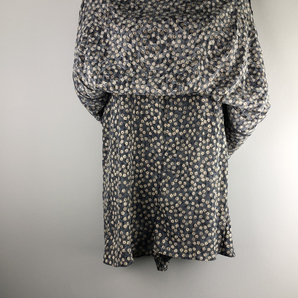 NEW Zara Mini Floral Smocked Romper Long Sleeve XS Built-in Shorts Mini Dress - Picture 14 of 16